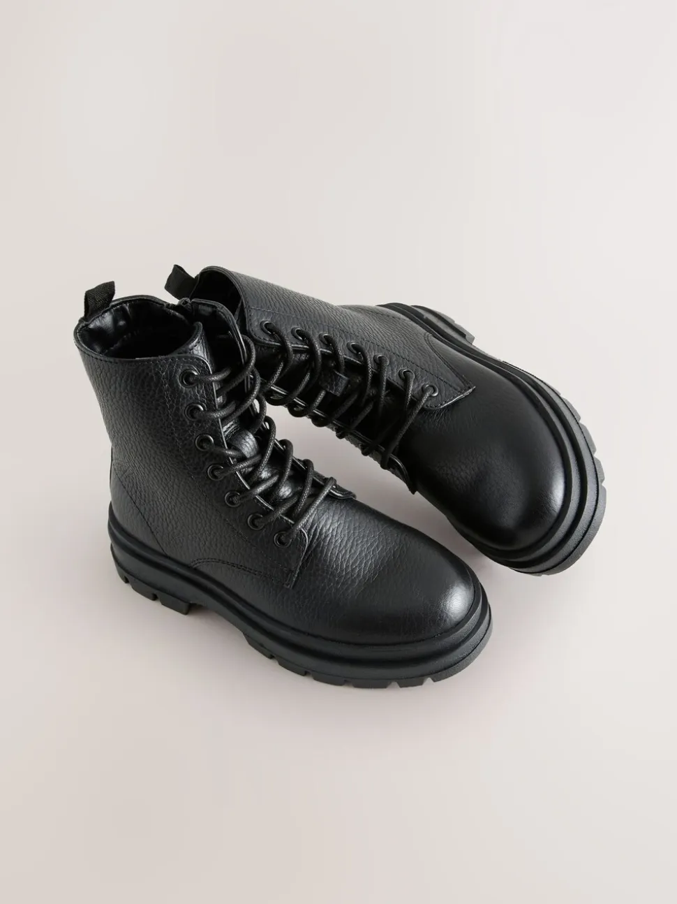 Zwart - Lace Up Leather Boots