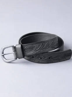Zwart - Lakeland Leather - Leren riem met reliëf