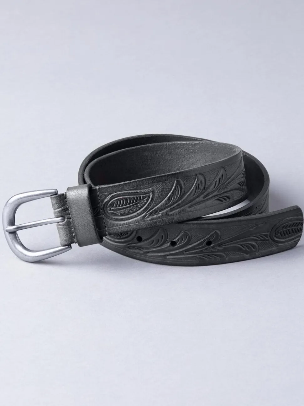 Zwart - Lakeland Leather - Leren riem met reliëf