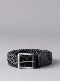 Zwart - Lakeland leren gevlochten Howbeck riem