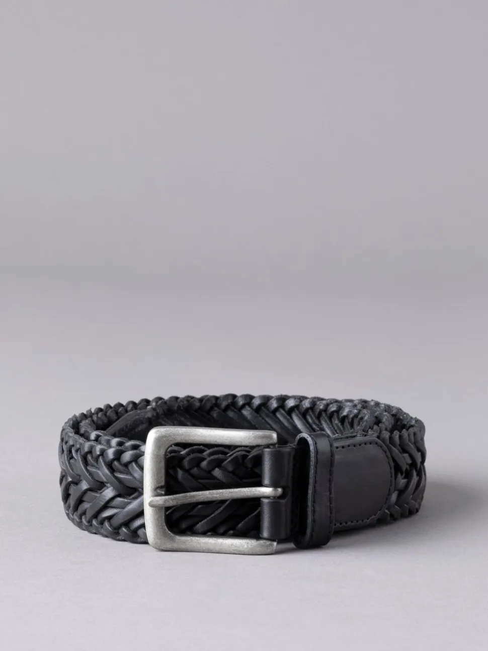 Zwart - Lakeland leren gevlochten Howbeck riem