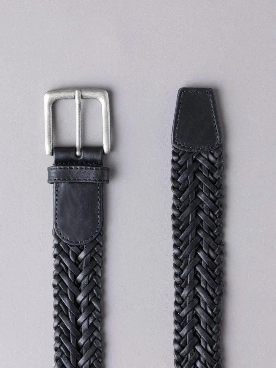 Zwart - Lakeland leren gevlochten Howbeck riem