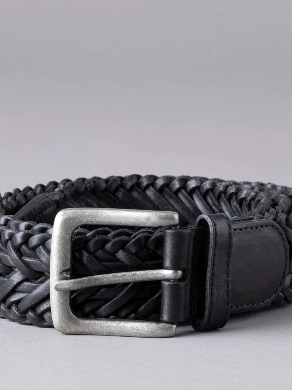 Zwart - Lakeland leren gevlochten Howbeck riem