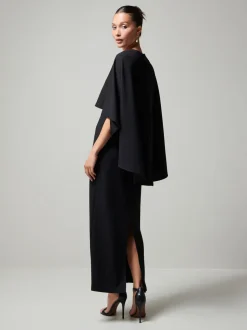 Zwart - Lange jurk met cape