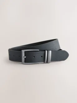 Zwart - Leather Belt With Double Keeperloop