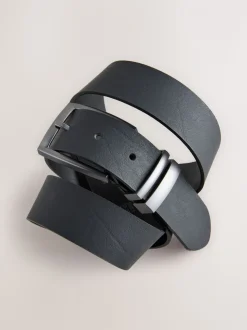 Zwart - Leather Belt With Double Keeperloop
