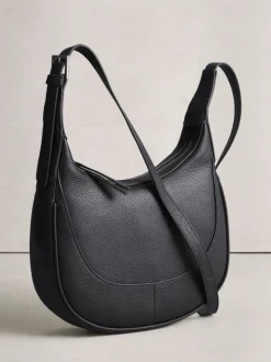 Zwart - Leather Scoop Cross-Body Bag