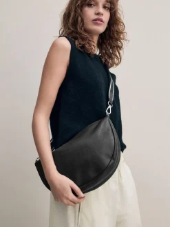 Zwart - Leather Sling Cross Body Bag