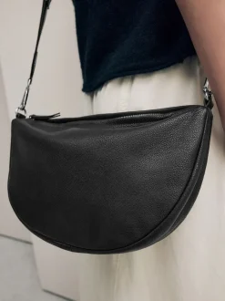 Zwart - Leather Sling Cross Body Bag