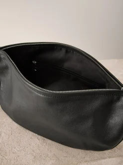Zwart - Leather Sling Cross Body Bag