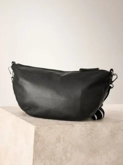Zwart - Leather Sling Cross Body Bag
