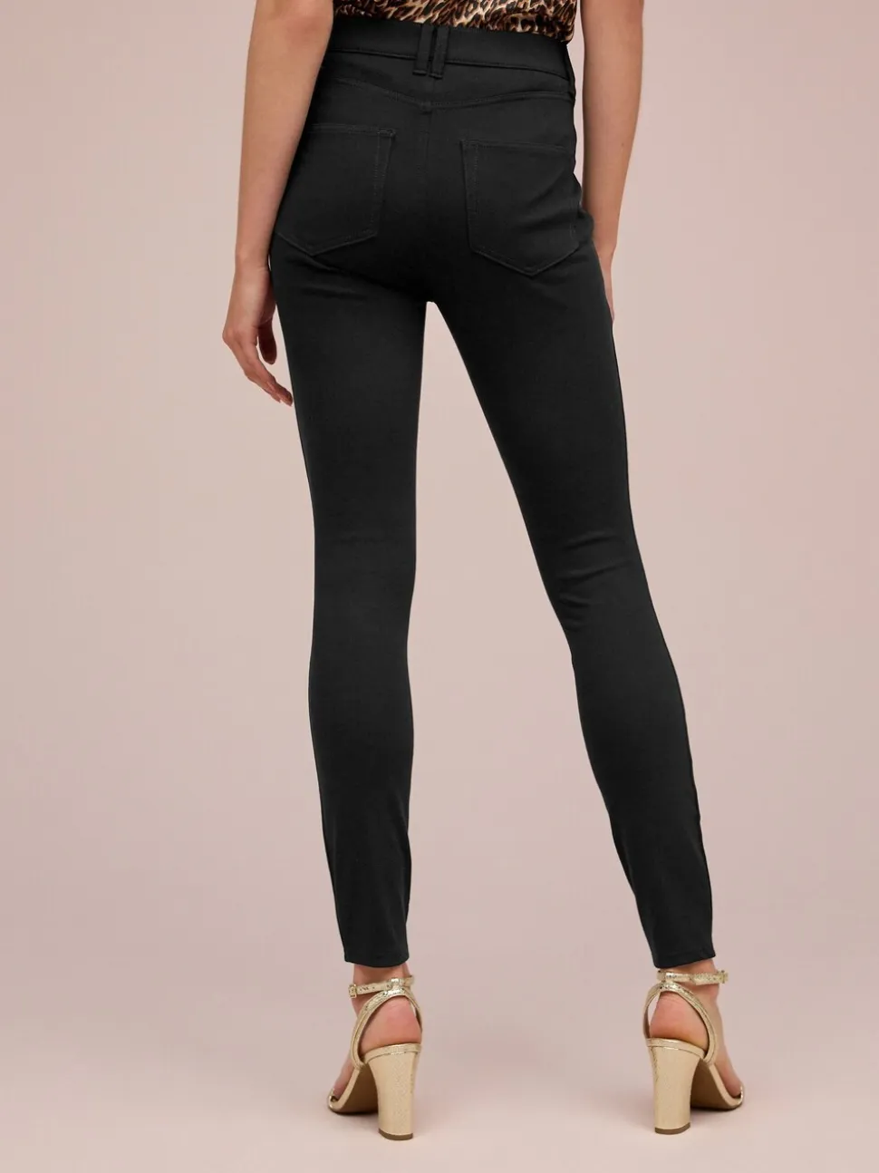 Zwart - Legging van jersey-denim