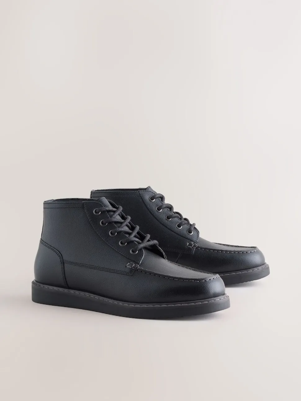 Zwart - Leren Boots met middelhoge Sleehakken