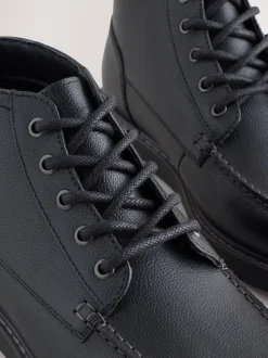Zwart - Leren Boots met middelhoge Sleehakken