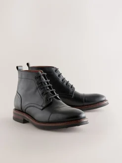 Zwart - Leren boots met neusstuk
