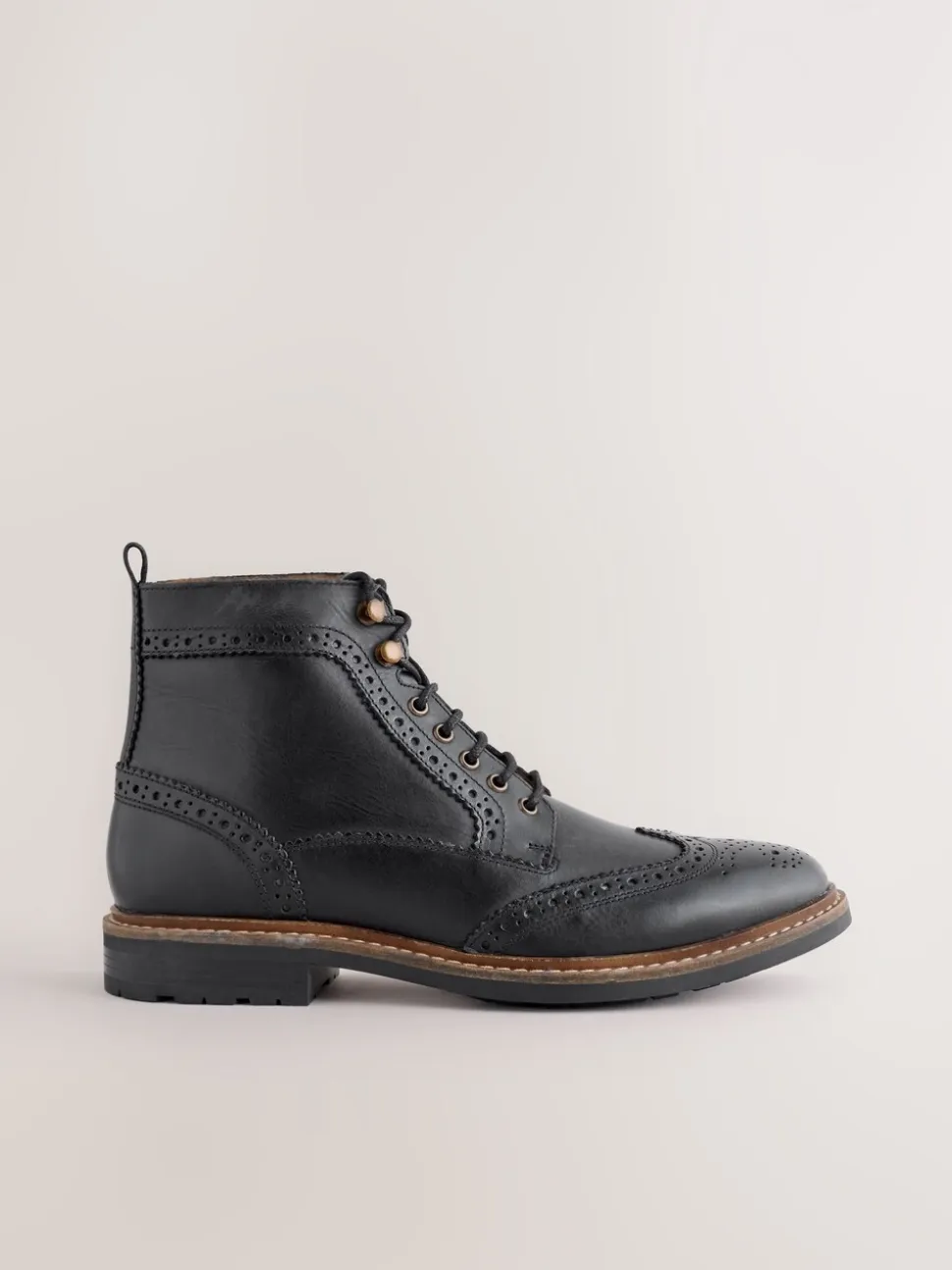 Zwart - Leren brogue laarzen