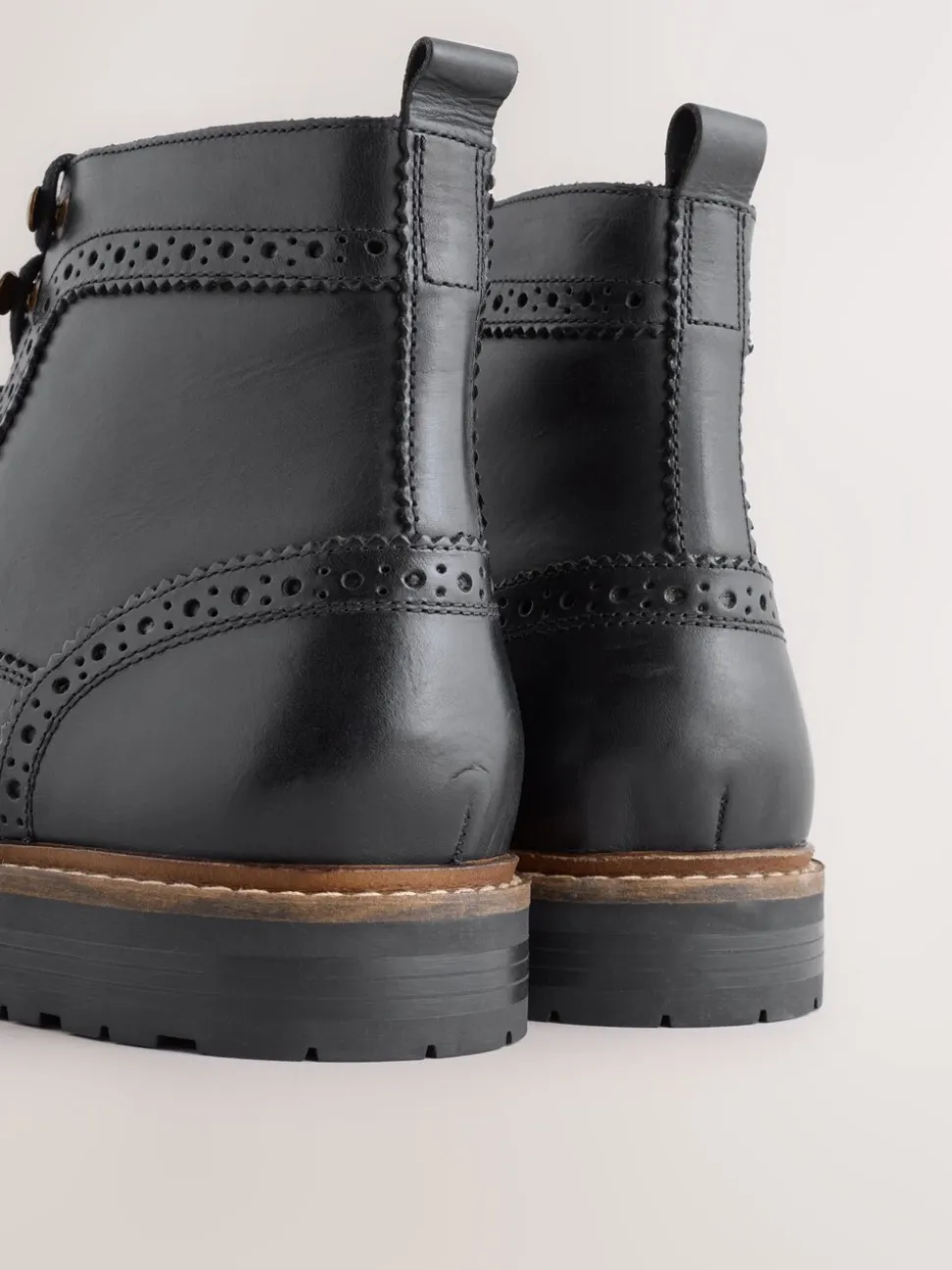 Zwart - Leren brogue laarzen