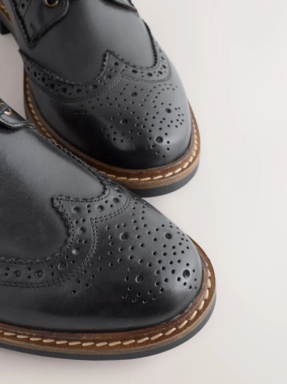 Zwart - Leren brogue laarzen