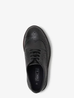 Zwart - Leren Brogue schoenen met veters