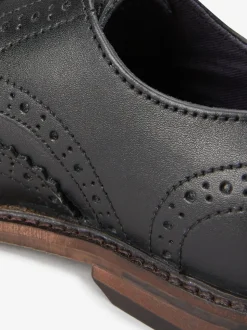 Zwart - Leren Brogue schoenen met veters