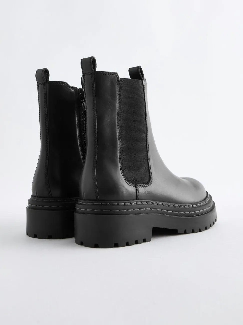 Zwart - Leren Chunky Chelsea Boots