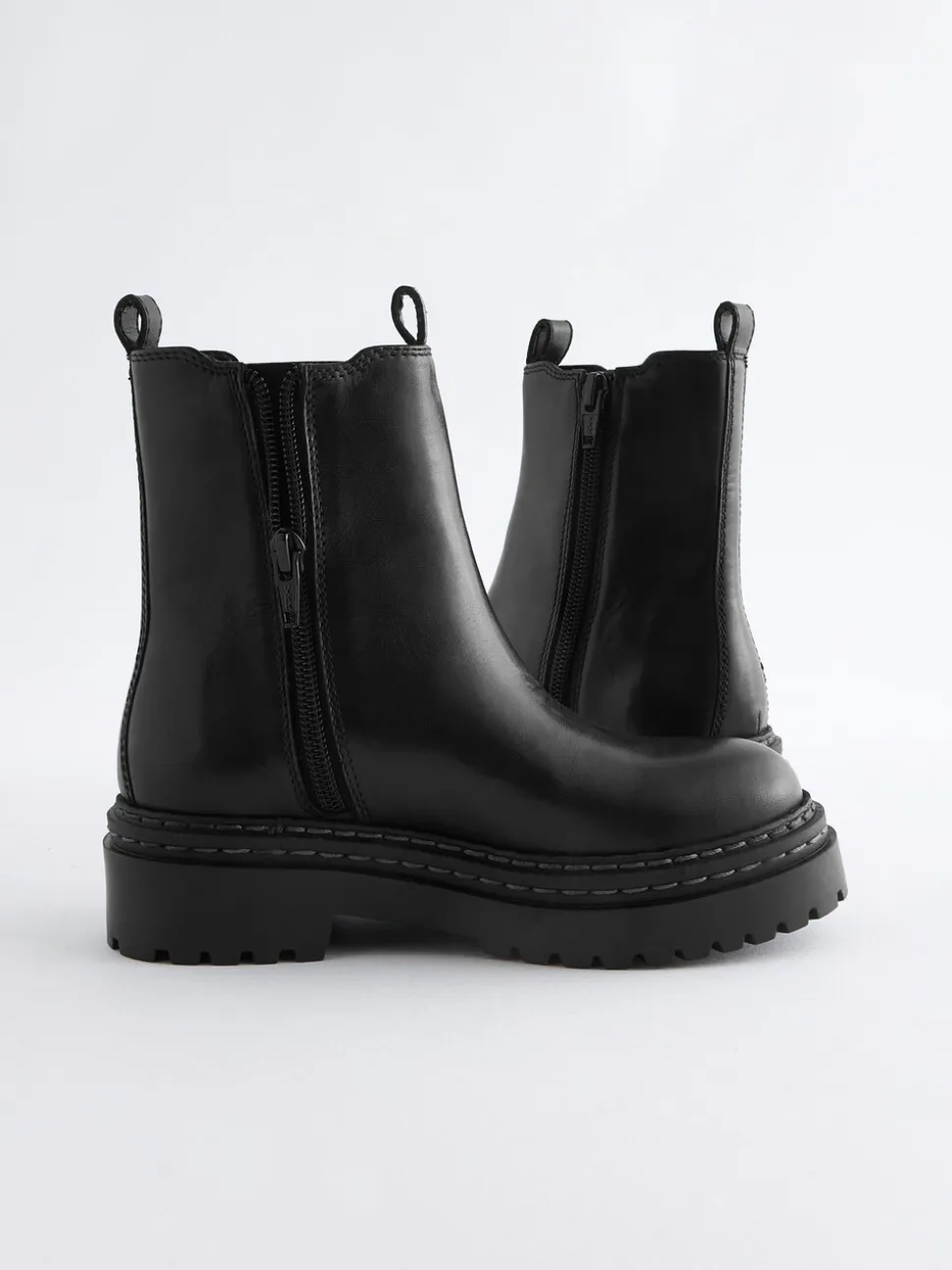Zwart - Leren Chunky Chelsea Boots
