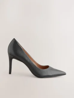 Zwart - Leren mid-court pumps