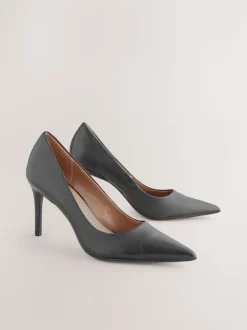 Zwart - Leren mid-court pumps