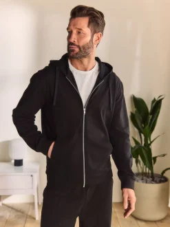 Zwart - Lichte hoodie met rits
