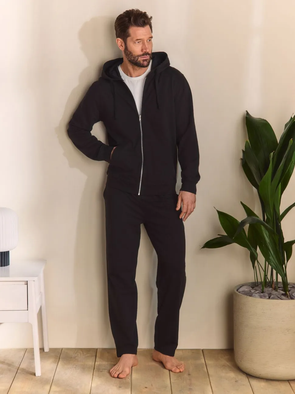 Zwart - Lichte hoodie met rits