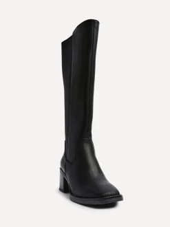 Zwart - Linzi Reason Block Heel High Leg Boots With Back Stretch Panel