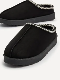 Zwart - Linzi Tana Faux Suede Slip-On Slippers