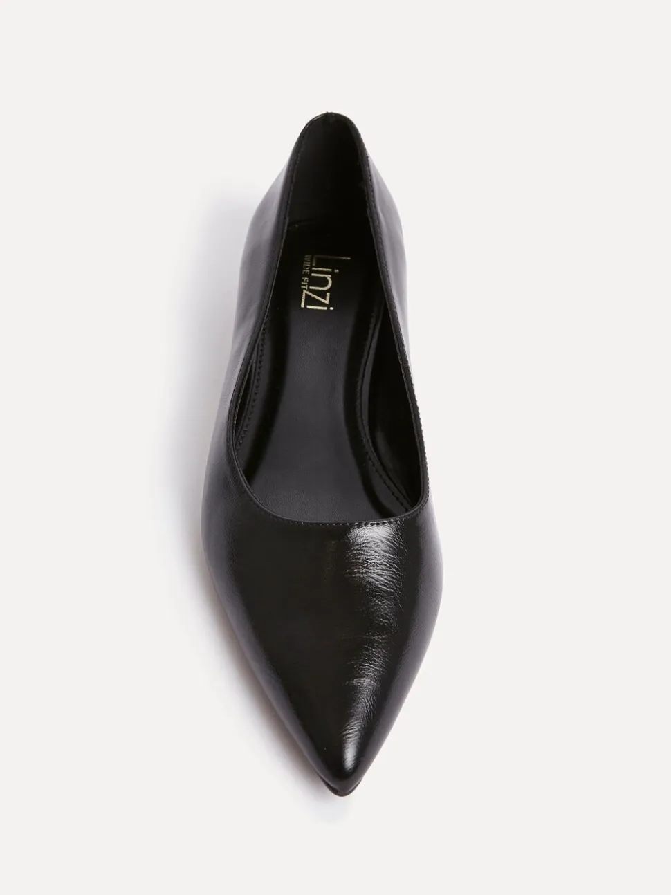 Zwart - Linzi Wide Fit Compete Pointed Toe Ballet Flat Shoes
