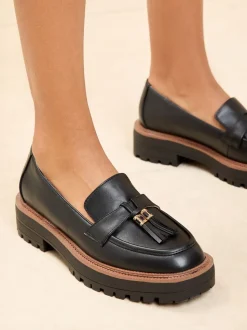Zwart - Lipsy Chunky Snaffle Trim Detail Faux Leather Loafers