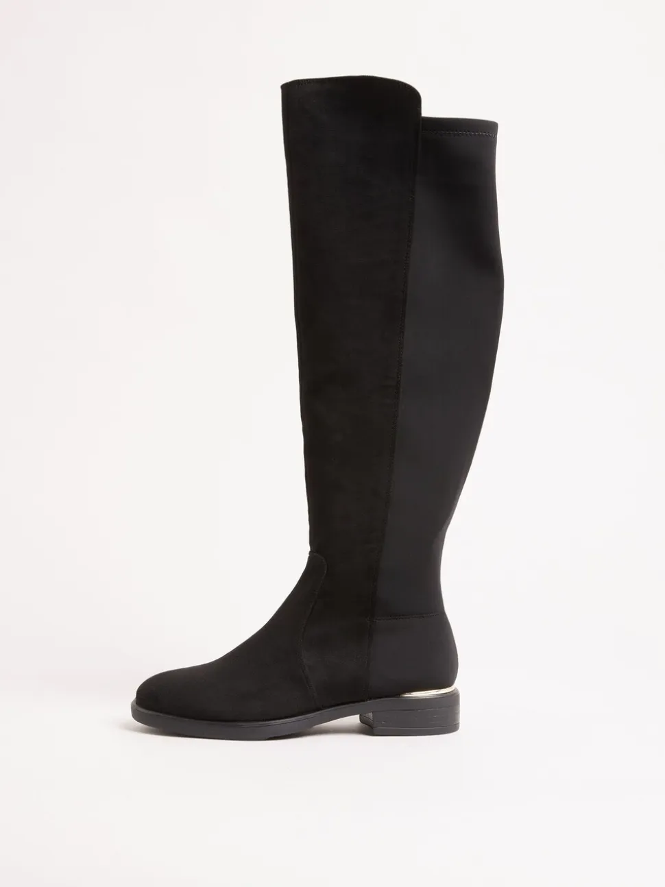 Zwart - Lipsy Faux Suede Elasticated Flat Knee High Casual Boots