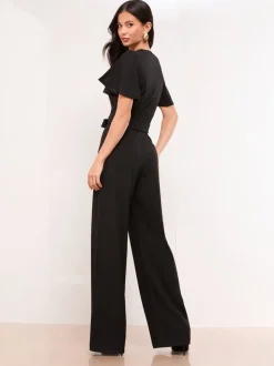 Zwart - Lipsy Hardware Belted Short Sleeve Jumpsuit