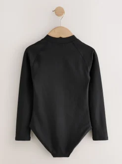Zwart - Long Sleeve Sunsafe Swimsuit (3mths-16yrs)