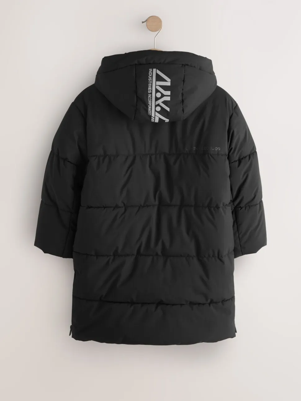 Zwart - Longline Shower Resistant Padded Coat (3-17yrs)