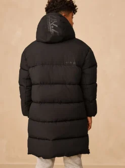 Zwart - Longline Shower Resistant Padded Coat (3-17yrs)