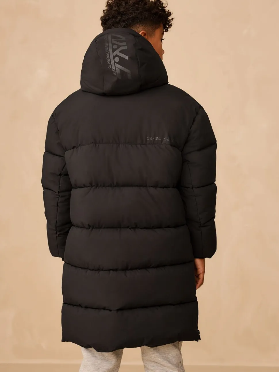 Zwart - Longline Shower Resistant Padded Coat (3-17yrs)
