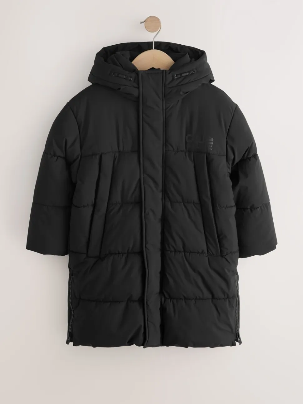 Zwart - Longline Shower Resistant Padded Coat (3-17yrs)
