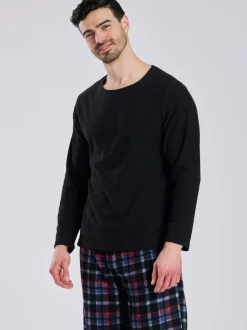 Zwart - Loungeable Fleece Check Trousers Pyjama Set