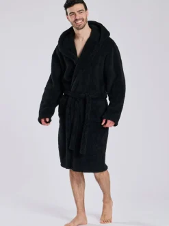 Zwart - Loungeable Sherpa kamerjas met capuchon