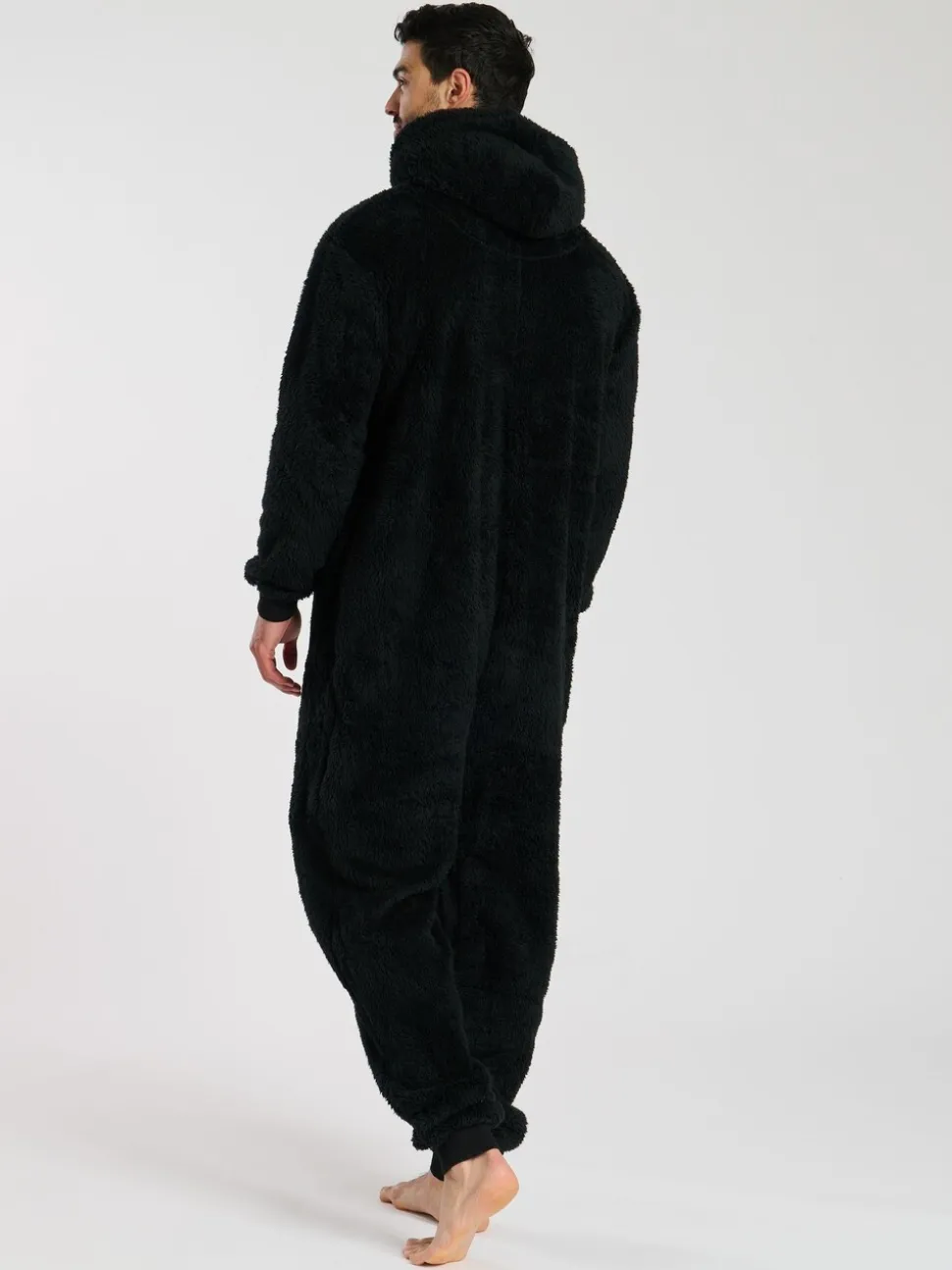 Zwart - Loungeable Sherpa All-in-one met capuchon voor heren