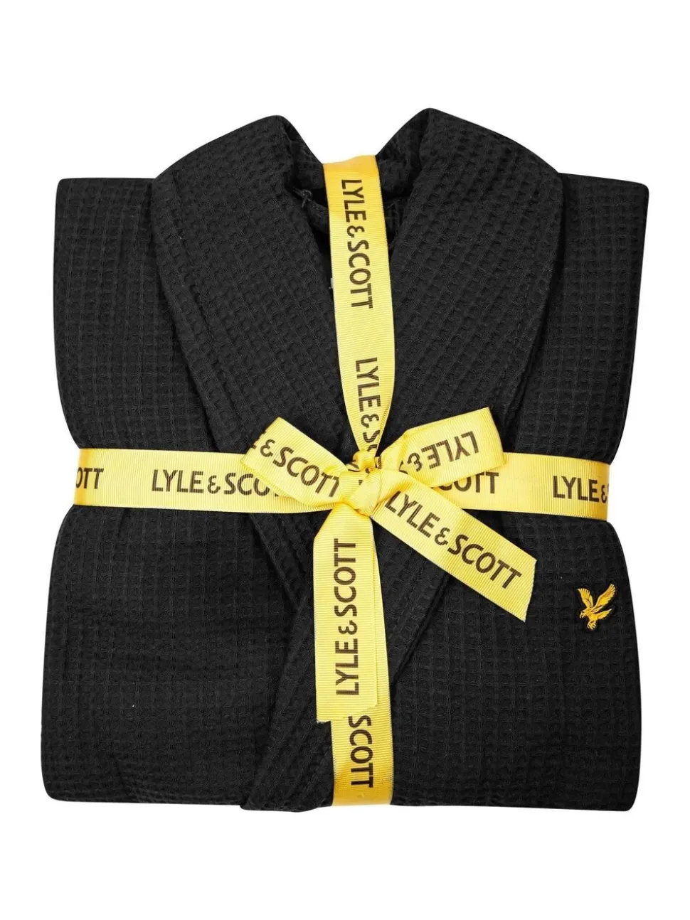 Zwart - Lyle & Scott 100% katoenen premium badjas met wafeldessin