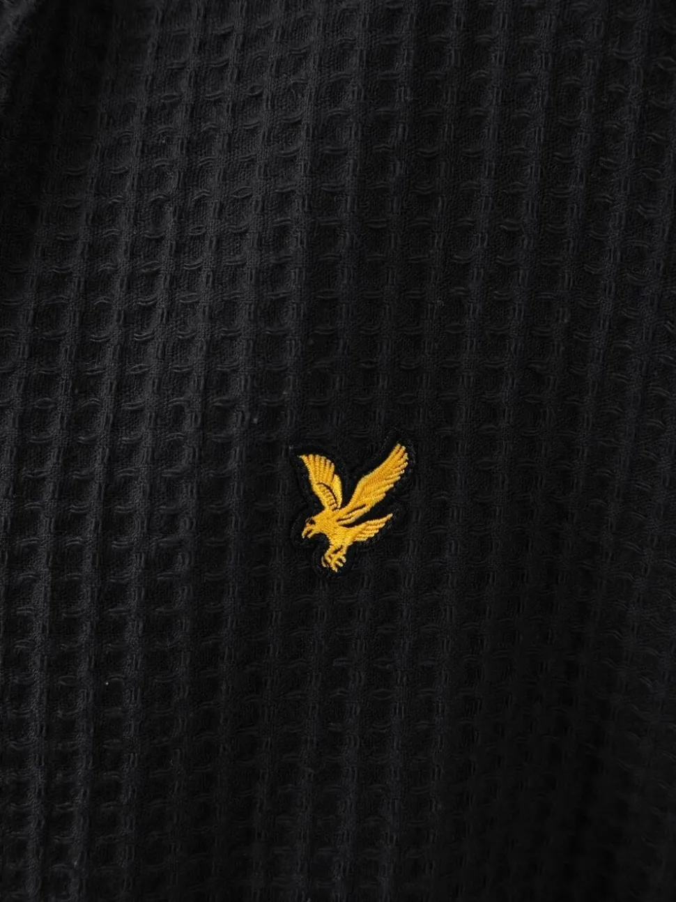 Zwart - Lyle & Scott 100% katoenen premium badjas met wafeldessin