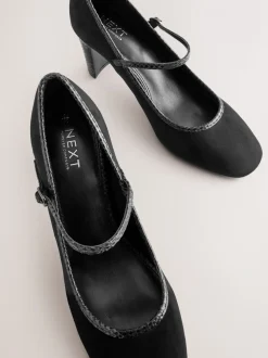 Zwart - Mary Jane-pumps met ronde neus en blokhak