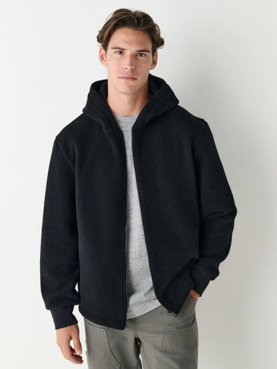 Zwart - Mat capuchon - Borg Fleece