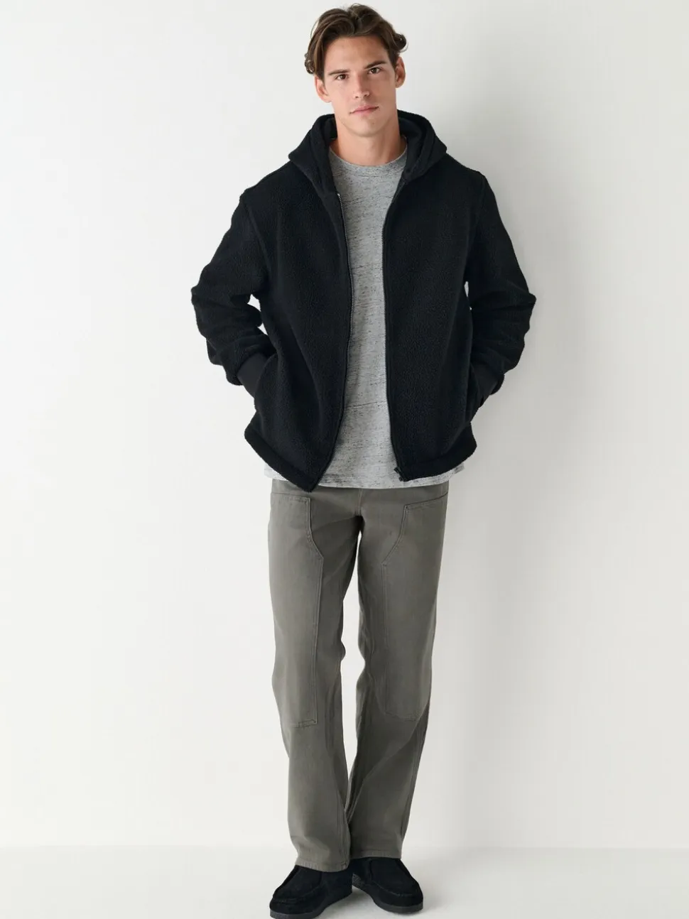 Zwart - Mat capuchon - Borg Fleece
