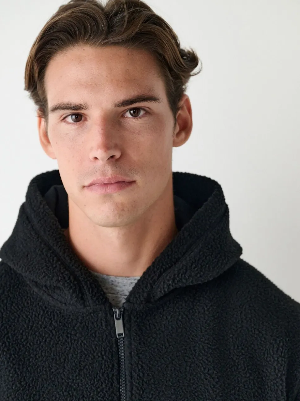 Zwart - Mat capuchon - Borg Fleece